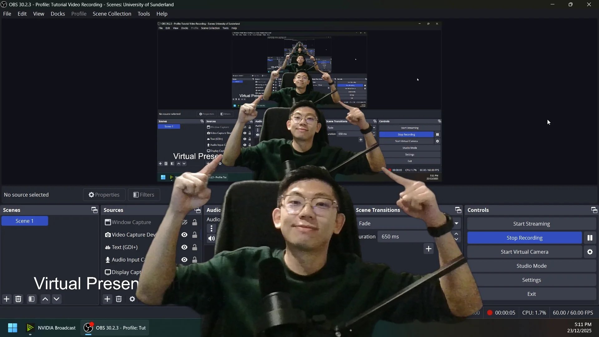 Virtual Presentation setup using OBS Studio
